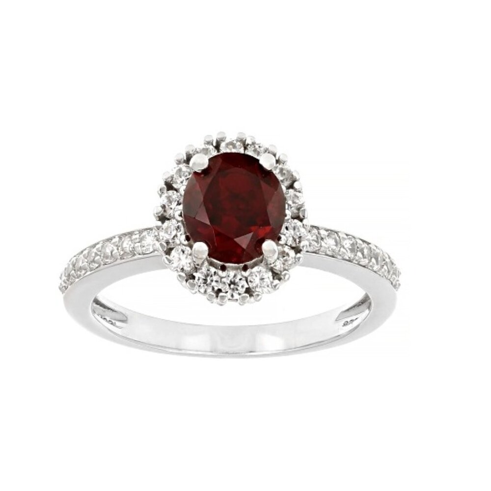 NIB - Red Garnet Spinner Ring | Rhodium Over Sterling Silver | 1.27ctw | Size 8